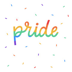 Pride icon LGBT related symbol in rainbow colors. Rainbow gay pride typography concept. Flat vector design element for poster, wallpaper, postcard. Pride day or month vector illustration.