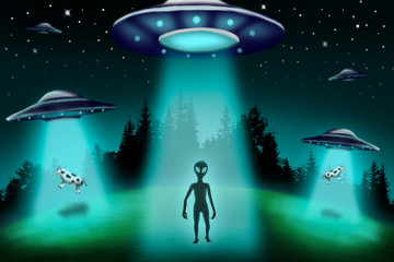 Aliens UFO ET  Flying saucers ships © Wanderson
