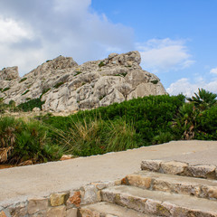 View of Stairs at Mirador Es Colomer with Mountains in Background, Mallorca, Spain, 2018 - 302917872