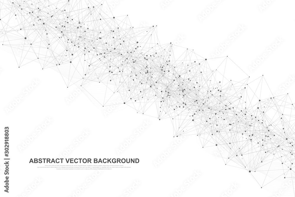 Aufkleber Abstract Big Data visualization digital network connection concept background. Artificial intelligence and engineering technology. Global network, Lines plexus, minimal array. Vector illustration.