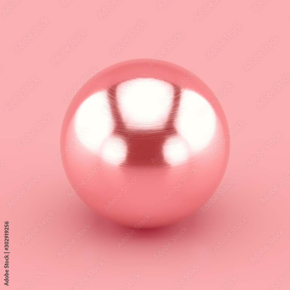 Aufkleber rose gold metallic glossy and shining sphere. with anisotropy effect and unperfections. realistic 3d