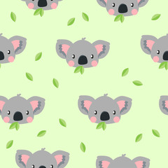 Koala repeat pattern on green background © Reiu