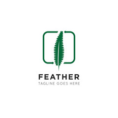 pen feather logo and icon vector illustration design template