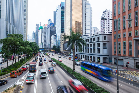 HONG KONG - OCTOBER 23, 2016: Freeway Traffic In Central Hong Kong, China.