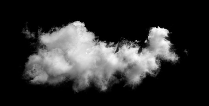 white clouds isolated on black background