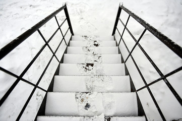 escaliers en hiver