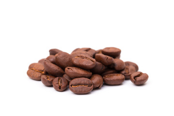 Coffee beans isolated on a white background area for copy space.