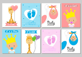 set baby shower cards for girl and boy  © sonia