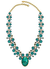 Jewelry Design Fashion Turquoise Stone Art Necklace. Hand drawing and painting on paper.