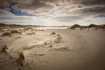 Amrum dunes with cloudy sky