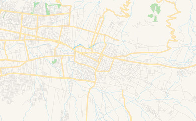 Fototapeta na wymiar Printable street map of Sacaba, Bolivia
