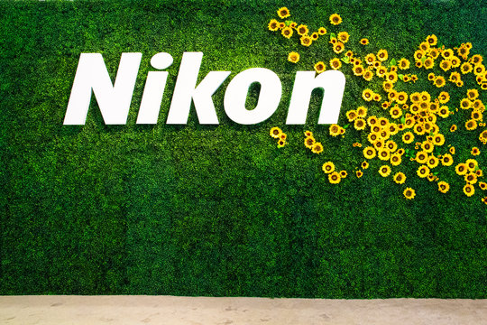NEW YORK CITY - OCTOBER 24, 2019:  View of the Nikon Camera display at the 2019 PhotoPlus Expo in New York City, 