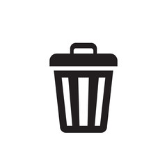 Garbage basket black icon design. Trash bin vector icon sign. 