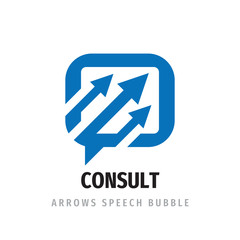 Consult concept logo design. Message communication logo sign. Speech bubble symbol logo. Vector illustration. Design element. 