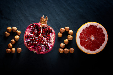 Healthy holidays food and diet. New year's 2020 decisions about a healthy lifestyle.