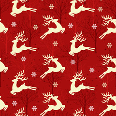 Christmas seamless pattern with reindeer background, Winter pattern with reindeer, wrapping paper, pattern fills, winter greetings, web page background, Christmas and New Year greeting cards