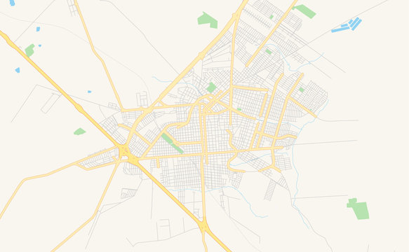 Printable street map of Birigui, Brazil