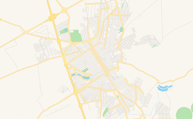 Printable street map of Barretos, Brazil