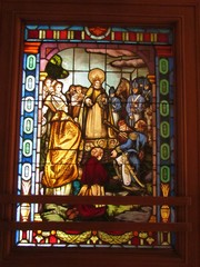 Fototapeta na wymiar Mary's Immaculate Heart Church stained glass windows.