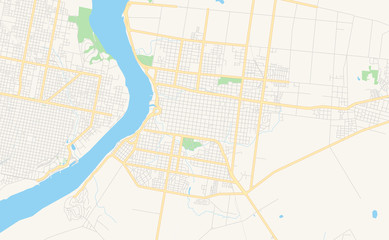 Printable street map of Salto, Uruguay