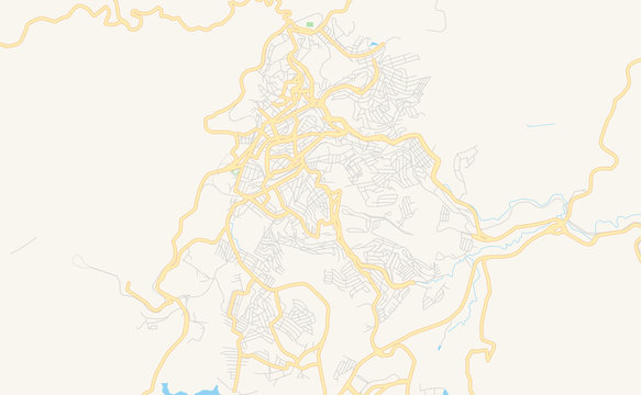 Printable street map of Itabira, Brazil