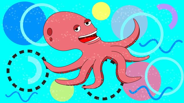 octopus cartoon music clips. Minimal animation design. Pop and dance mood