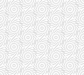 Seamless twirl pattern, geometric line pattern, background texture, black and white vector illustration.