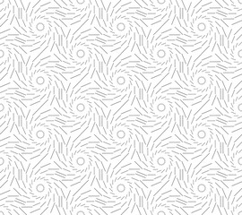 Seamless twirl pattern, geometric line pattern, background texture, black and white vector illustration.