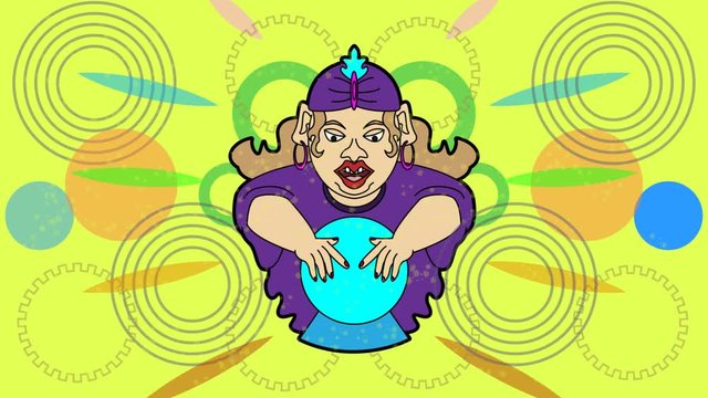 fortune teller cartoon music clips. Minimal animation design. Pop and dance mood