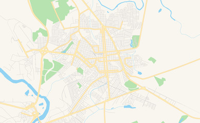 Fototapeta na wymiar Printable street map of Ourinhos, Brazil