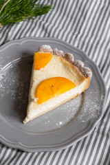 curd dessert with persimmon. Thanksgiving concept. 