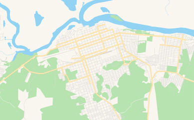Printable street map of Corumba, Brazil