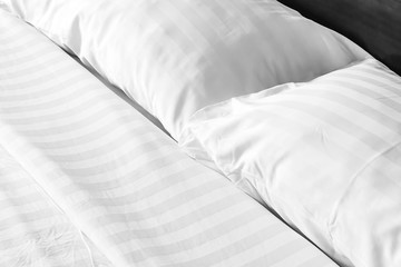 Close up of bedding sheets with copy space.