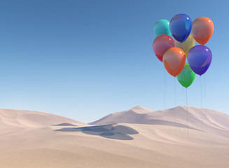 Wüste mit Luftballons