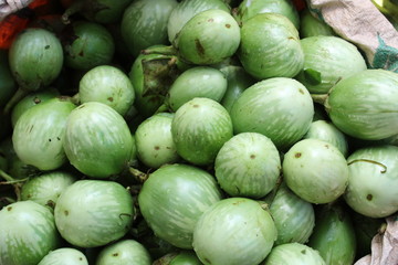 Many brinjal in the store. 