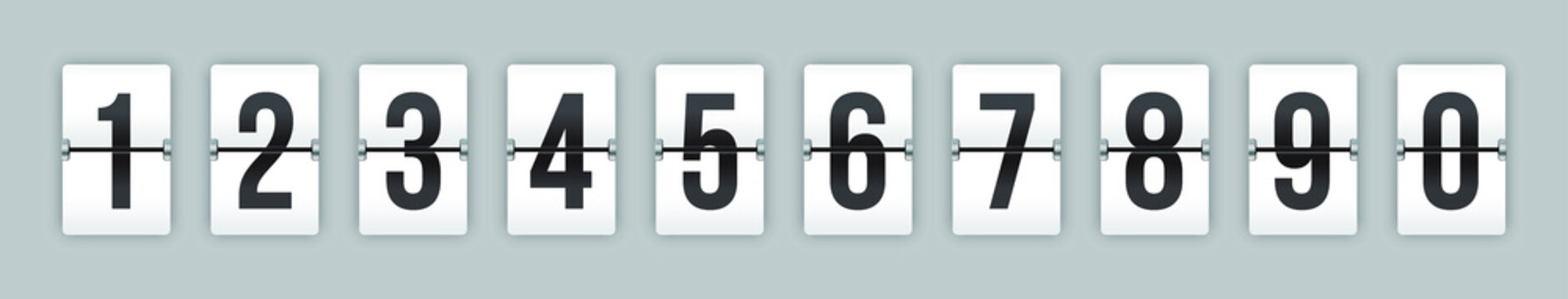 Set of mechanical flip countdown numbers on white background ready to use in your countdown counter, timer, scoreboard, clock design.