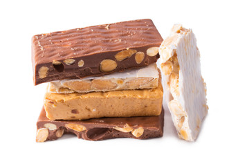 assorted nougat isolated on white background