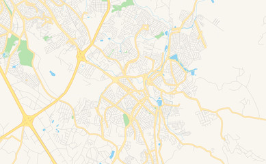 Fototapeta na wymiar Printable street map of Valinhos, Brazil
