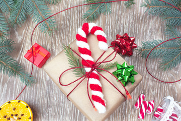 Candy cane Santa knitted amigurumi Christmas ornaments