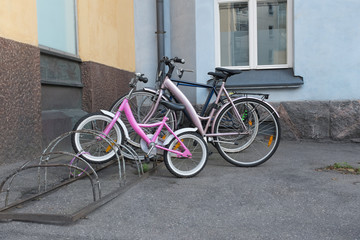 Naklejka na ściany i meble Bikes urban transport, carbon footprint reduction