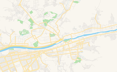 Fototapeta na wymiar Printable street map of Chosica, Peru