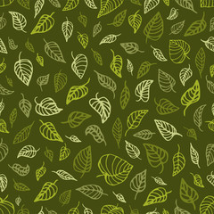 Leaves vector illustration seamless pattern hand drawing botany