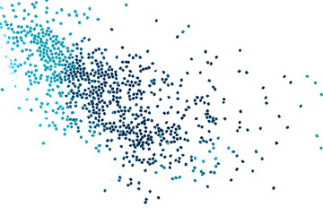 Blue glitter powder splash or burst isolated on white background