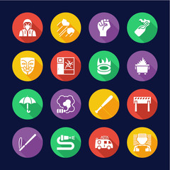 Violent Demonstration Icons Flat Design Circle Set