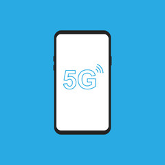 5g smartphone icon flat style