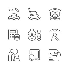 Set line icons of retirement or pension