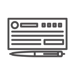 Cheque  Vector illustration. Quality design element Line Icon.