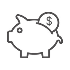 Piggy Bank  Vector illustration. Quality design element Line Icon.
