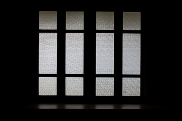 silhouette glass window black and white background