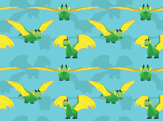 Fototapeta na wymiar Green Dragon Cartoon Seamless Background Wallpaper-01